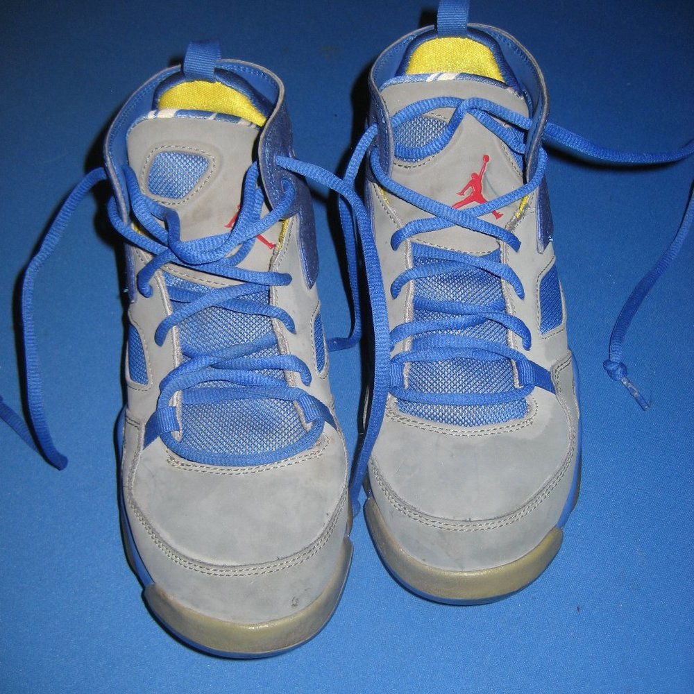 Air Jordan Flight Club Basketball Gray Blue Sneakers Boys 4Y 555472-027